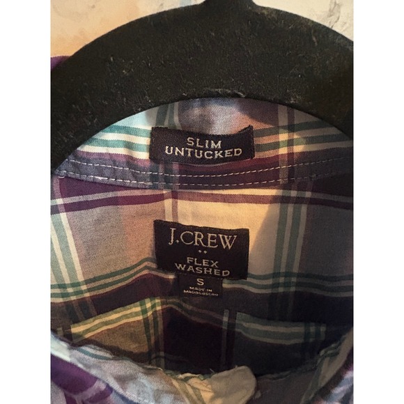 J.Crew Slim Untucked Flex Washed Mens Plaid Long Sleeve Button Down Shirt‎ Small - Picture 4 of 7
